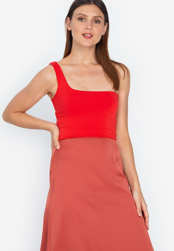 My Only One Shoulder Crop Top Red