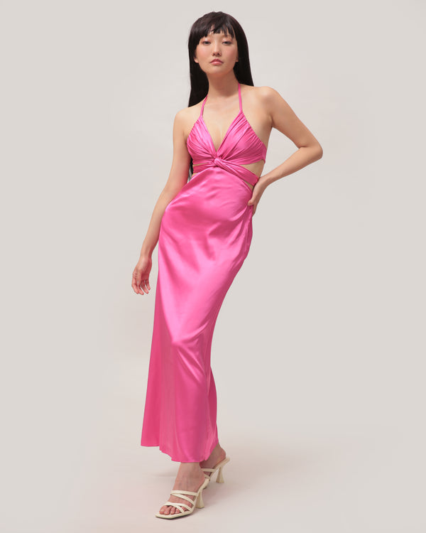 The Butterfly Effect Satin Dress Hot Pink