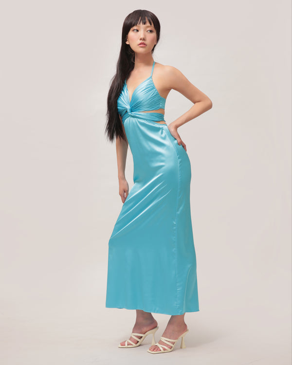 The Butterfly Effect Satin Dress Blue