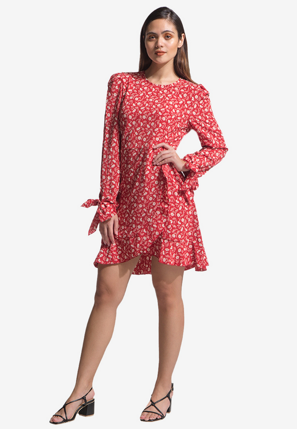 Chiffon My Way Printed Dress Red