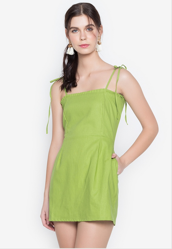 Fair and Square Spag Dress Lime