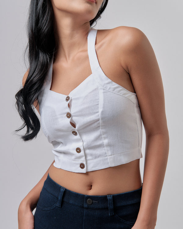 Halter Ego Crop Top White