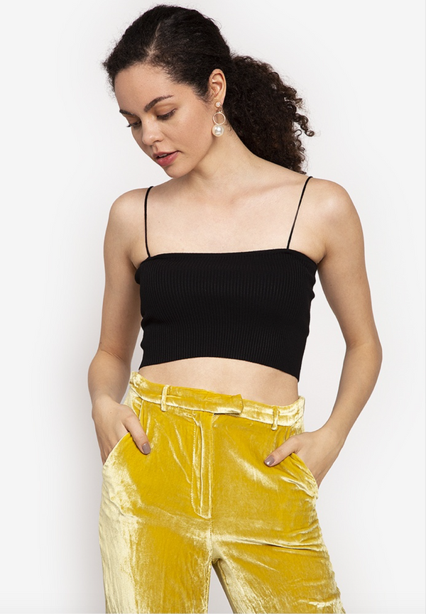 Straighten Knit Out Crop Top Black